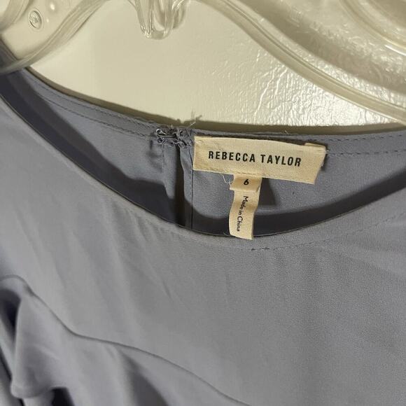 Rebecca Taylor Blue long sleeve ruffle trim flounce blouse top size 6 - Picture 2 of 5